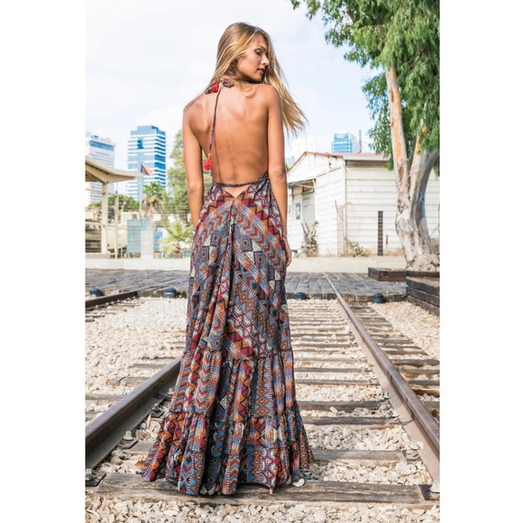 Boho maxi scarf dress in tribal print - Picture 2 of 4